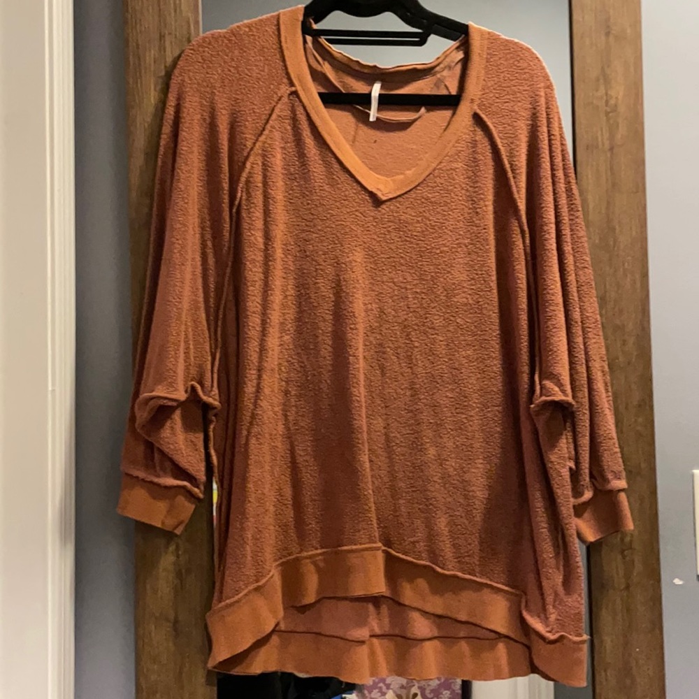 Free People  Oversized Teddybear Sweatshirt